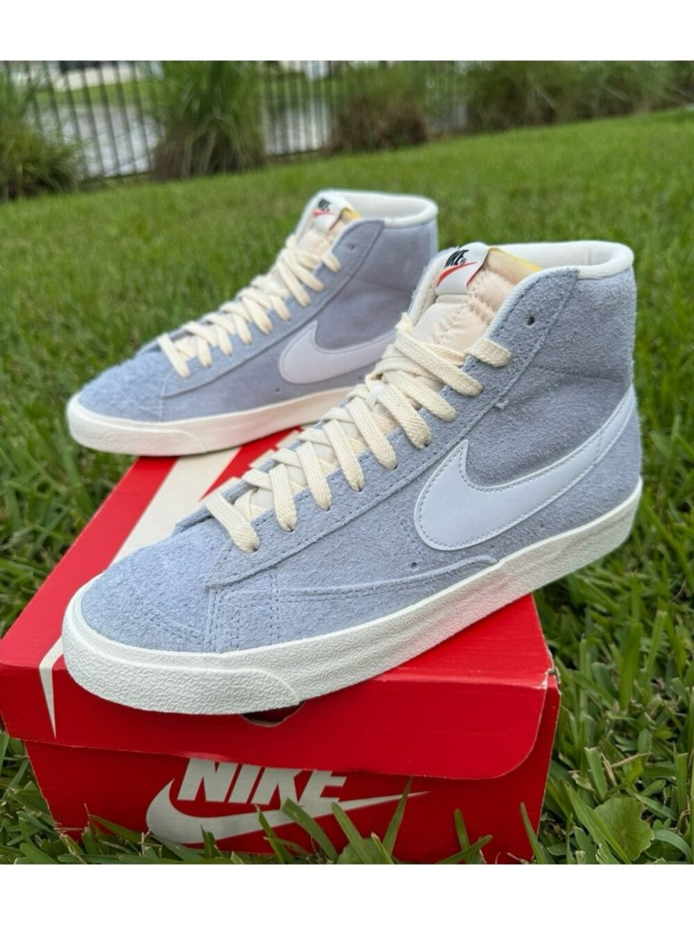 * 10 WOMEN'S NIKE Blazer Mid LIGHT BLUE / SAIL DV7006-200 SNEAKERS SPORTSWEAR